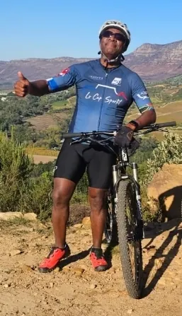 Solly Moeng with his mountain bike